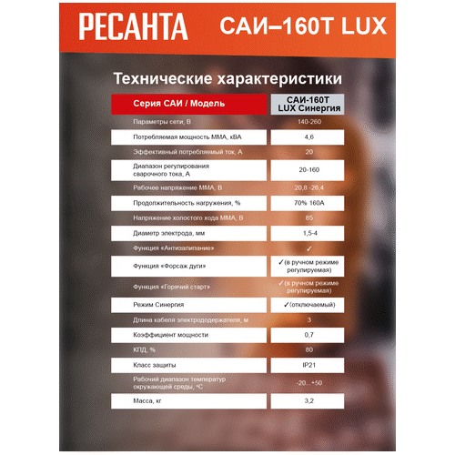 Сварочный инвертор Ресанта САИ-160Т LUX