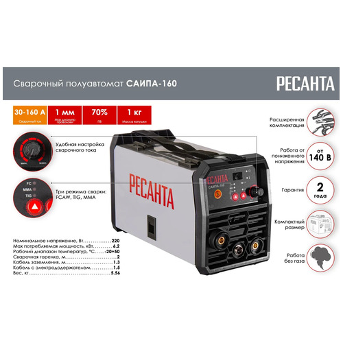 Полуавтомат сварочный Ресанта САИПА-160 (MIG/MAG)