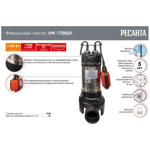 Фекальный насос Ресанта НФ-17000Л