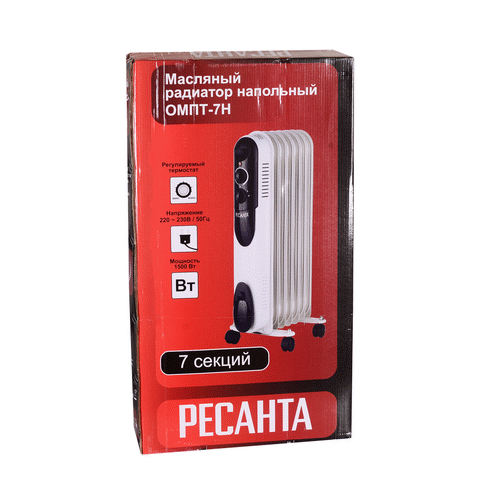 Масляный радиатор Ресанта ОМПТ- 7Н (1,5 кВт)