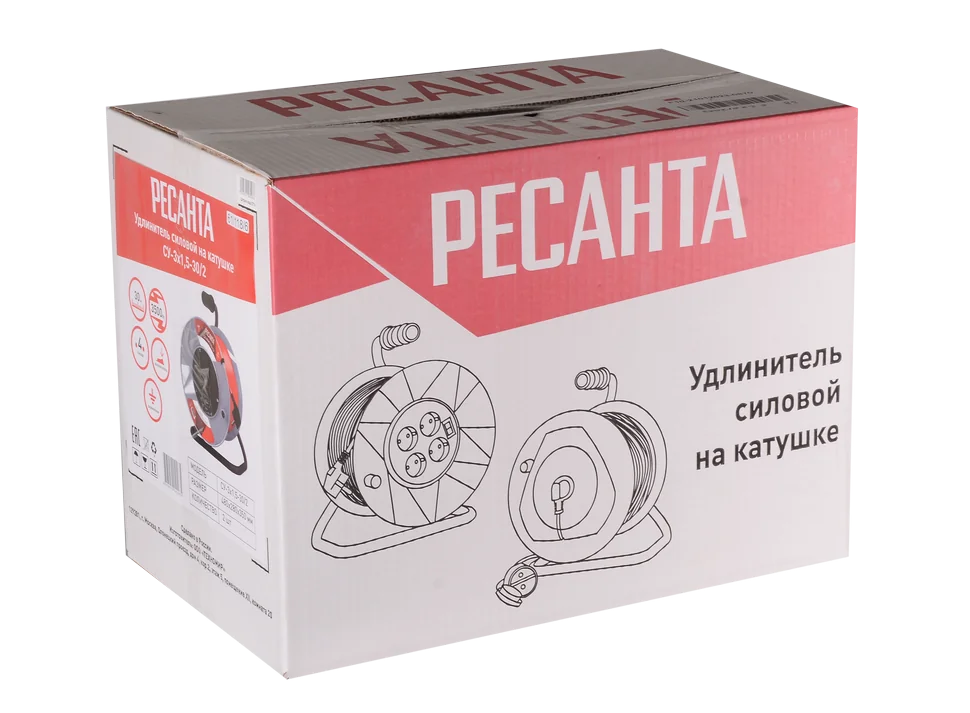 Удлинитель силовой Ресанта СУ-3х1,5-30/2