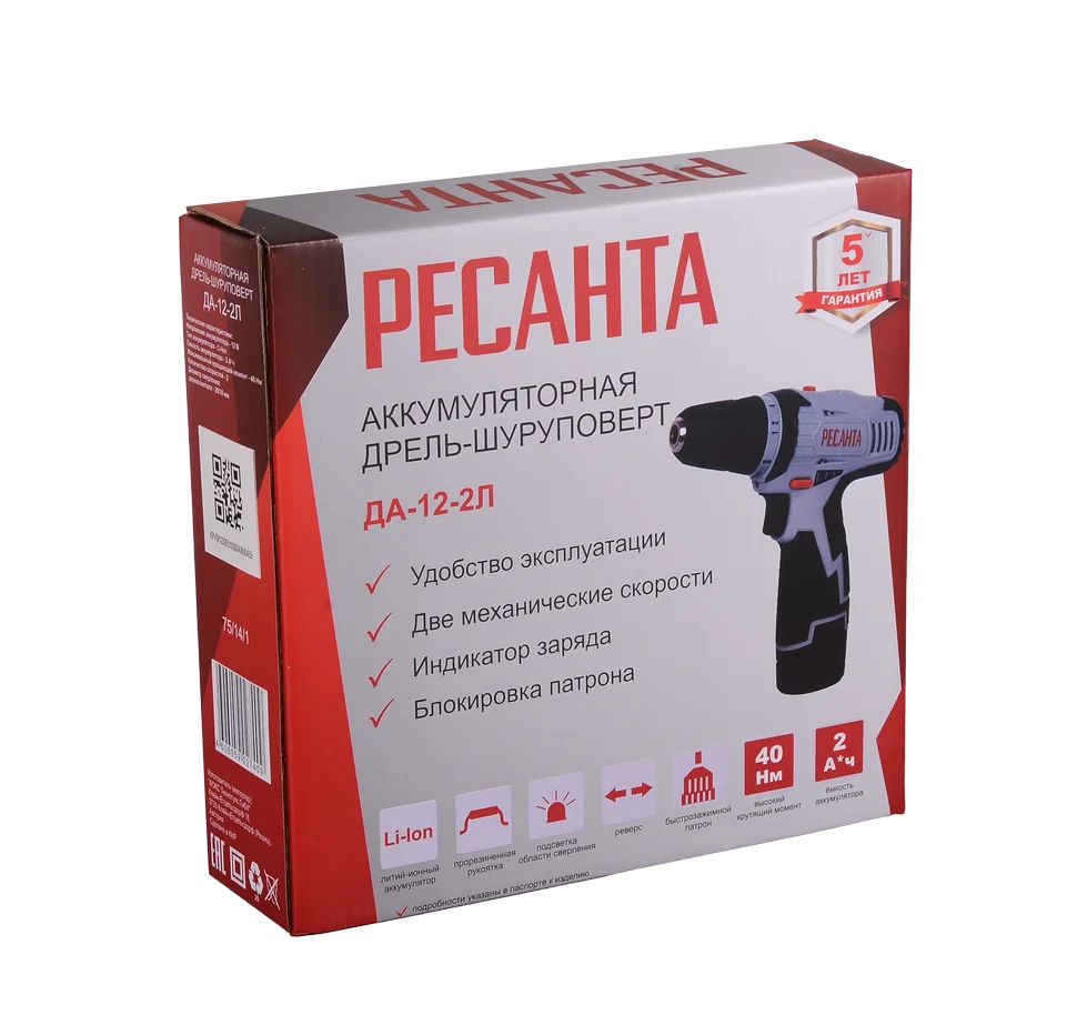Аккумуляторная дрель-шуруповерт Ресанта ДА-12-2Л