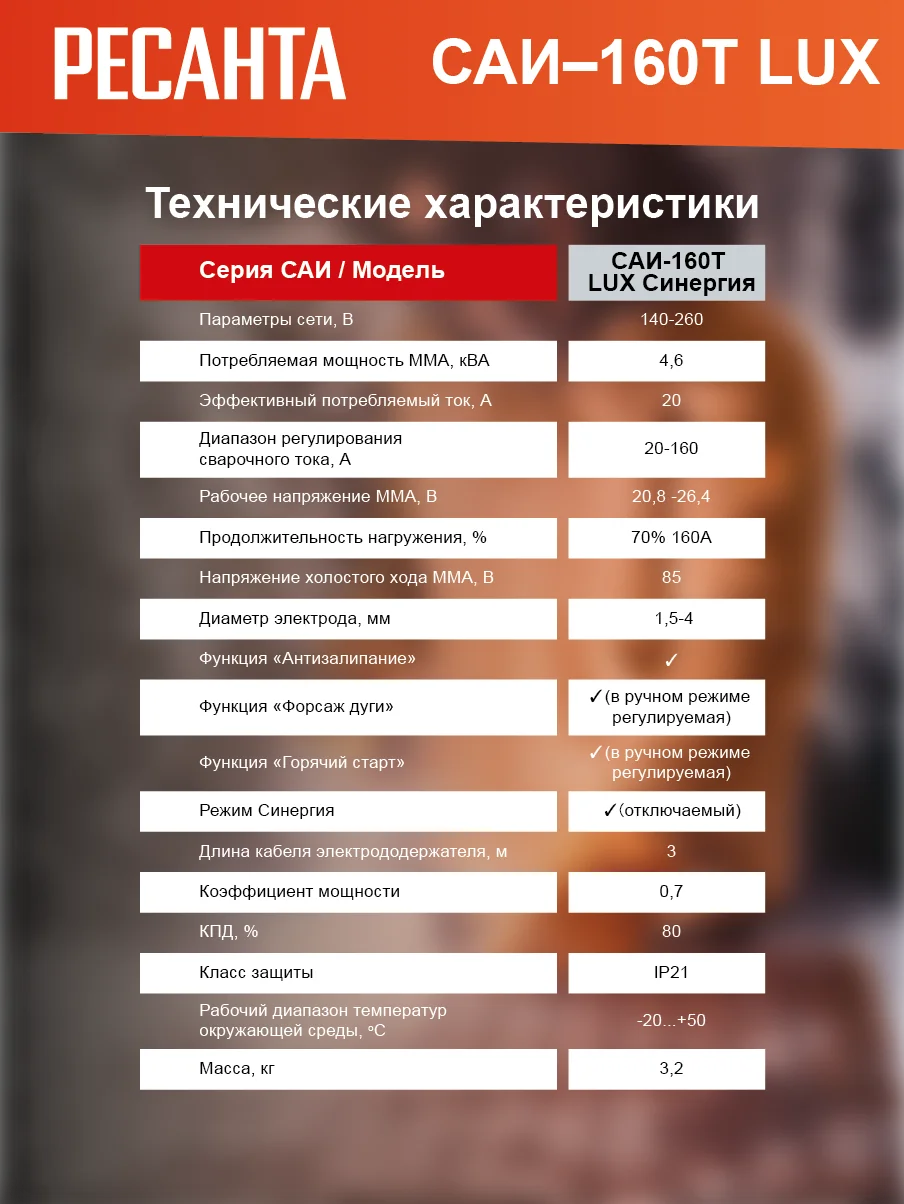 Сварочный инвертор Ресанта САИ-160Т LUX