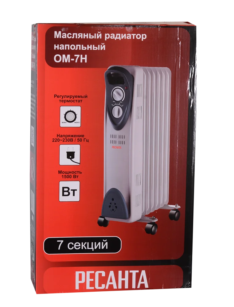 Масляный радиатор Ресанта ОМ- 7Н (1,5 кВт)
