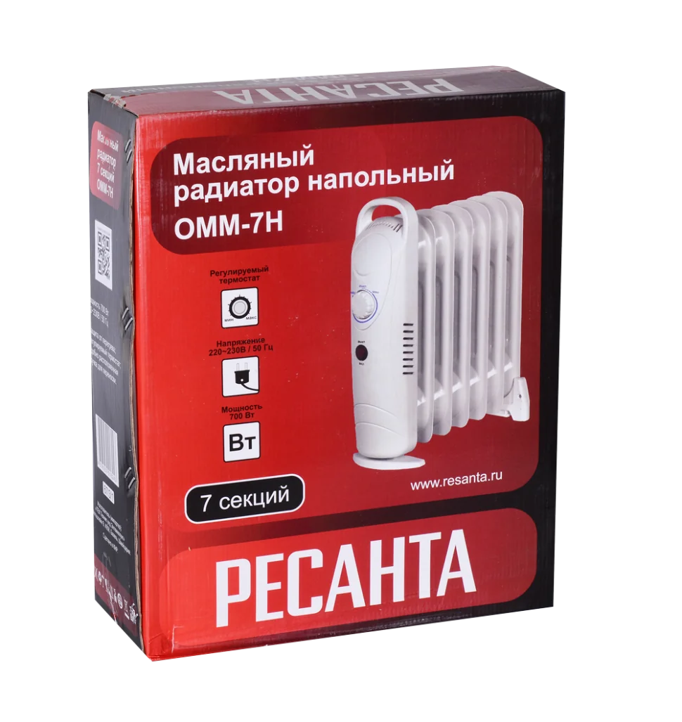 Масляный радиатор Ресанта ОММ- 7Н (0,7 кВт)