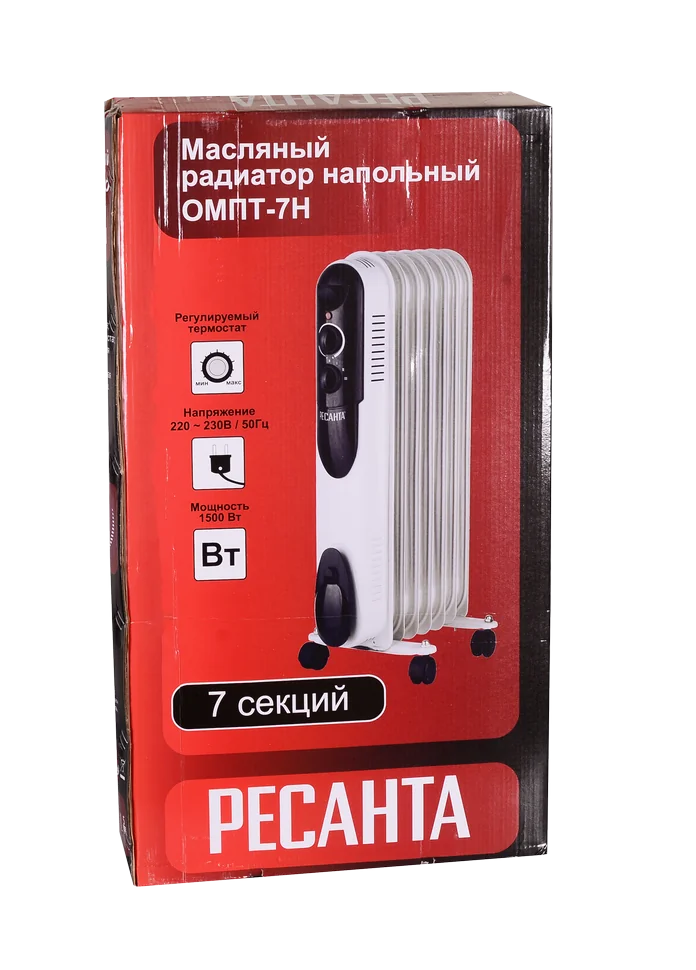 Масляный радиатор Ресанта ОМПТ- 7Н (1,5 кВт)