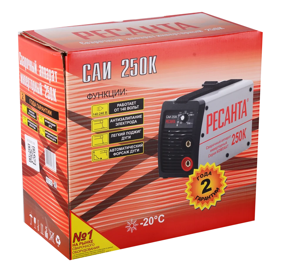 Сварочный инвертор Ресанта САИ 250К (компакт)