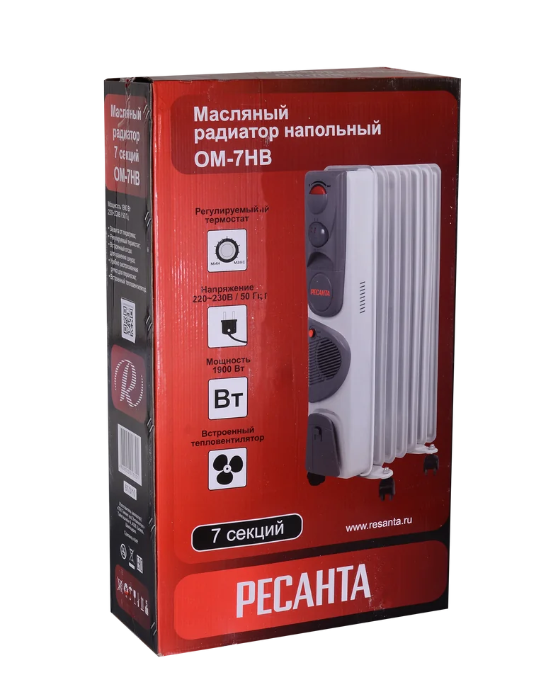 Масляный радиатор Ресанта ОМ-7НВ (1,9 кВт)