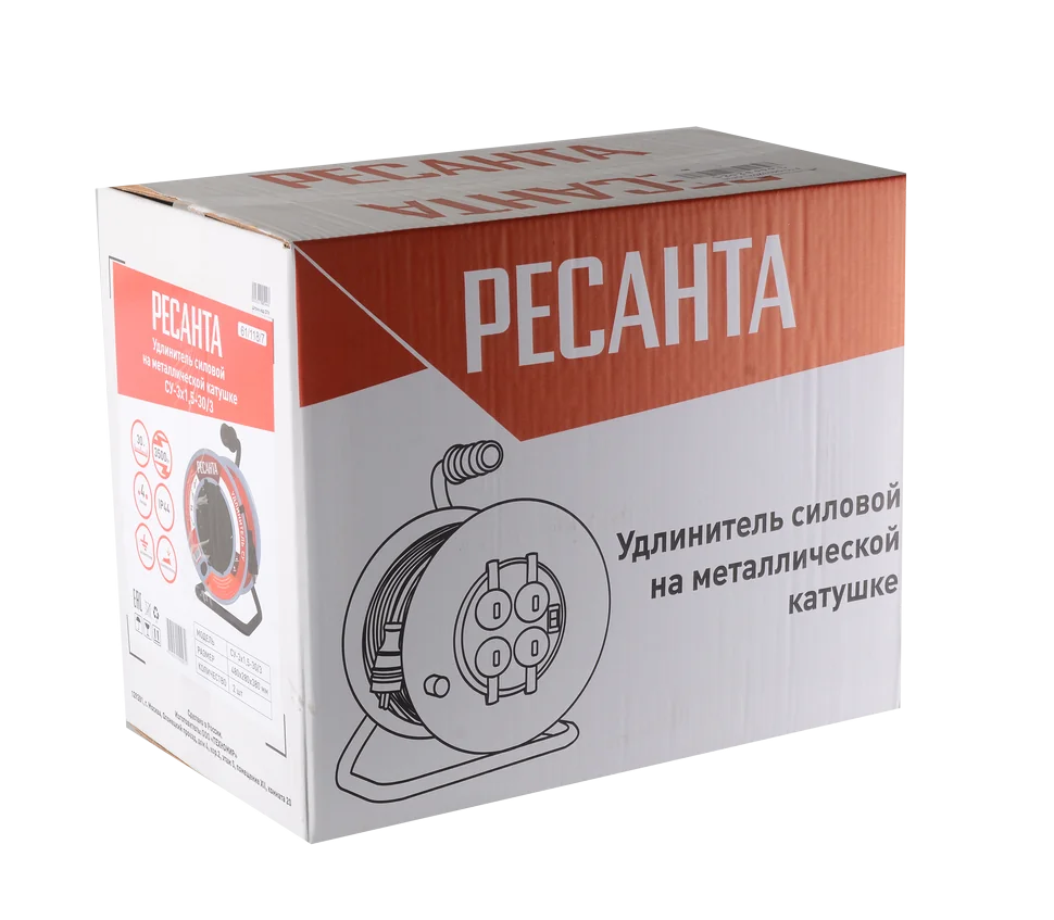 Удлинитель силовой Ресанта СУ-3х1,5-30/3