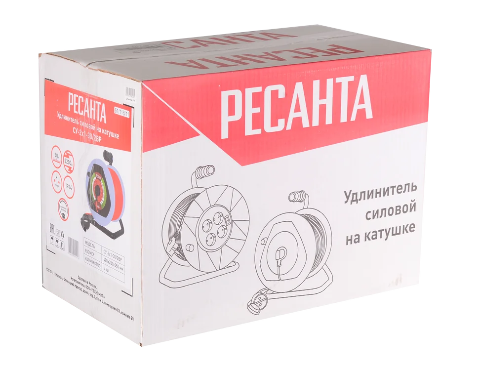 Удлинитель силовой Ресанта СУ-2х1-30/2ВР