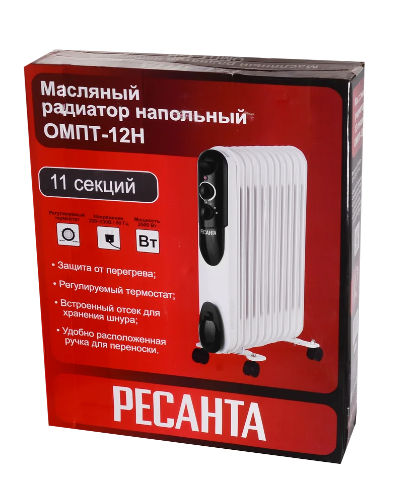 Масляный радиатор Ресанта ОМПТ-12Н (2,5 кВт)