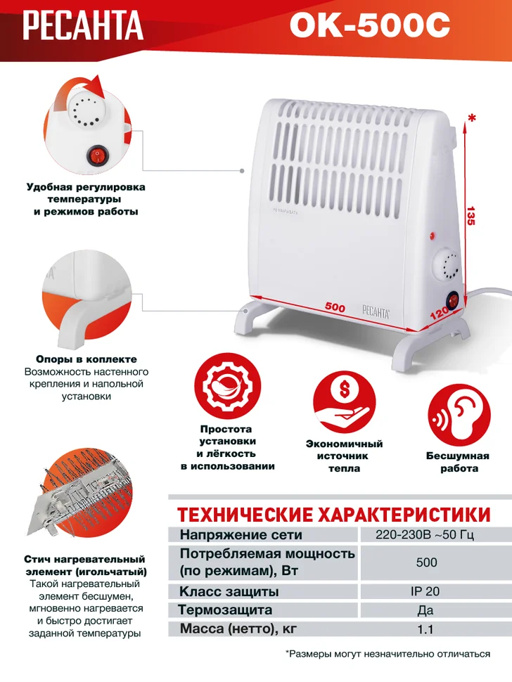 Конвектор Ресанта ОК-500С (стич)